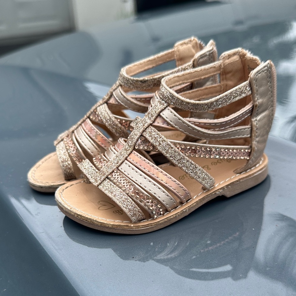 Girls' Glitter Strappy Sandals - Gold